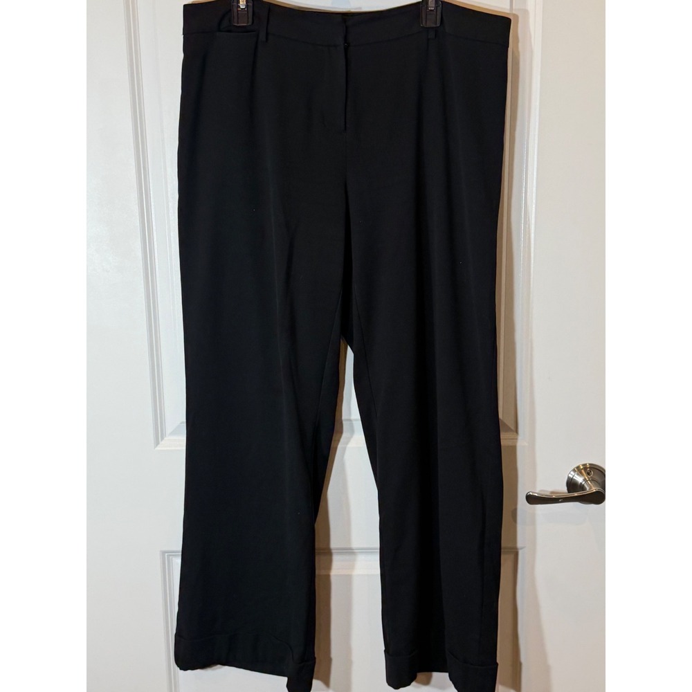 Lane Bryant Black Wide Leg Cuffed Dress Pants Plus Size 16 Average Workwear